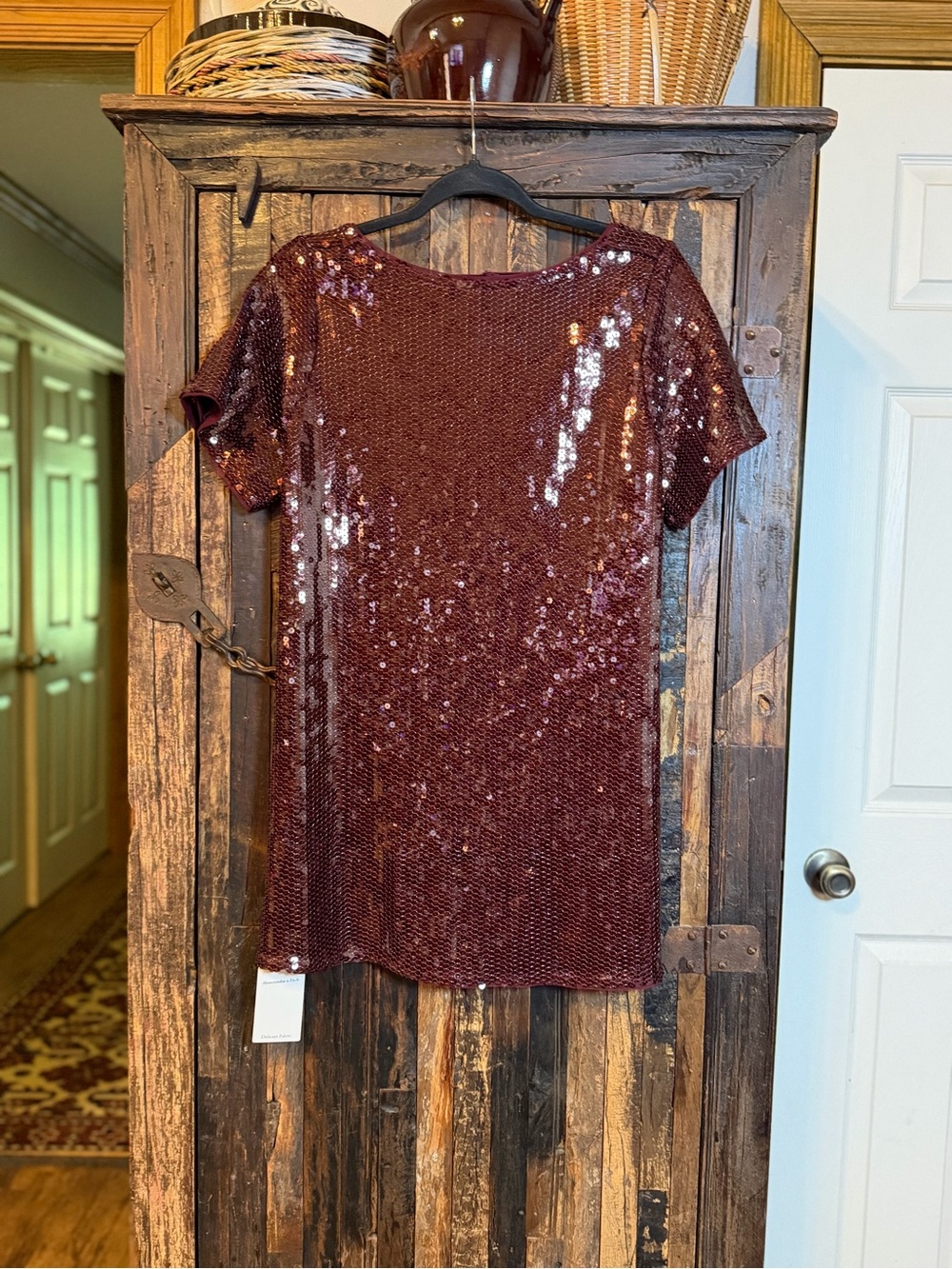 A&F Sequin Tee Shift Mini Dress Burgundy maroon party NYE Date nite MS State